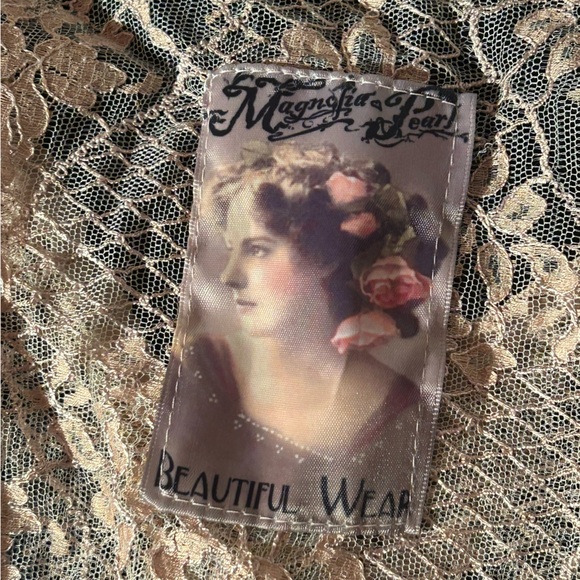 MAGNOLIA PEARL Pink and Tan Lace Sheer Ruffled Tiered V Neck Tank - Picture 5 of 13